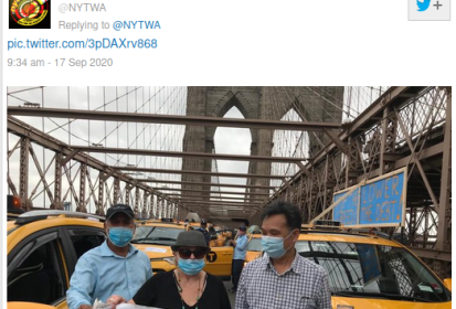 Tweet der NYTWA zur Blockade der Brookly Bridge